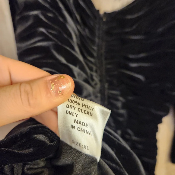 TADASHI Collection Black Velvet 3/4 Sleeves V-Neck Evening Top Size XL - Picture 9 of 9